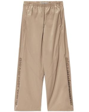 Alexander Wang Perforated Logo Mid-Rise Track Pants - Natural