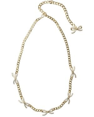 Self-Portrait Crystal Bows Necklace - ホワイト