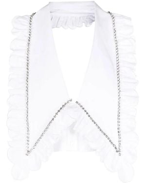 Area Crystal-Embellished Cropped Top - White