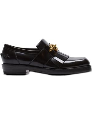 Balmain Sync Glazed Leather Loafers - Black