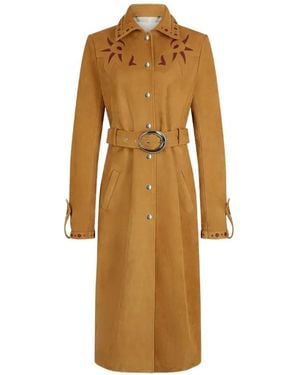 Rabanne Suede Trench Coat - Natural