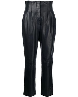 Alberta Ferretti Straight-Leg Leather Trousers - Blue