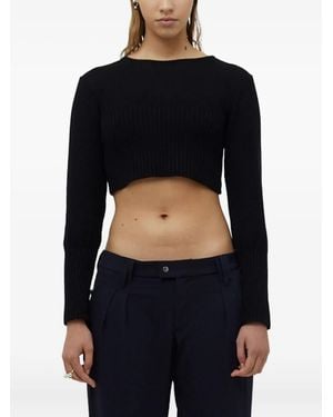 Gloria Coelho Lilian Pacce Ribbed Cropped Top - Black