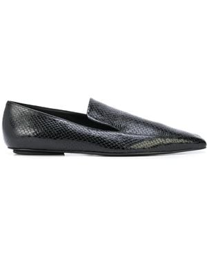 Rosetta Getty Embossed Square-Toe Loafers - Black