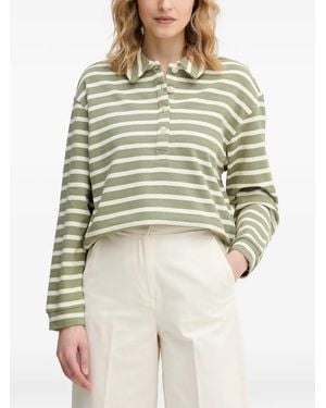 Benetton Striped Long-Sleeve Polo Shirt - Natural