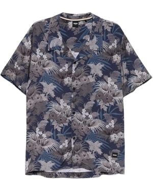 BOSS Hemd mit Blumen-Print - Blau