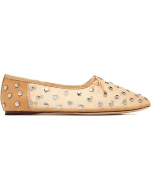 Loeffler Randall Landon Studded-Details Ballerina Flats - Natural