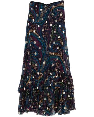 Etro Paisley-Print Ruffled Skirt - Blue