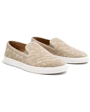 Poche Paris Woven-Suede Loafers - Natural