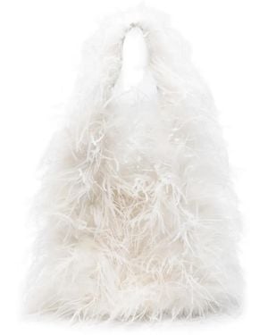 Yves Salomon Feather Shoulder Bag - White
