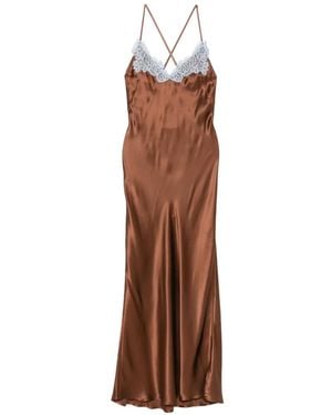 MC2 Saint Barth Lace-Trimmed Silk Maxi Dress - Brown