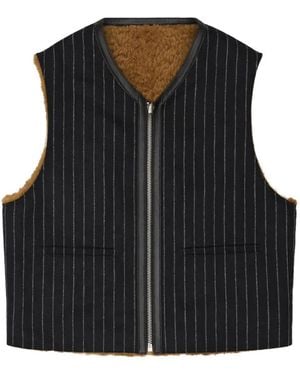 DENIM TEARS Reversible Pinstripe Shearling Vest - Black