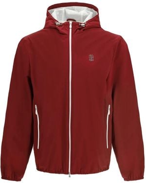 Brunello Cucinelli Waterproof Jacket With Hood - Red