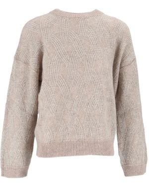 Peserico Sequin-Embellished Cable-Knit Sweater - Natural
