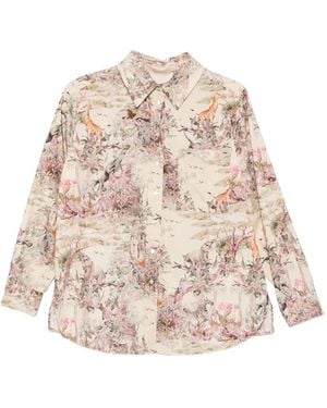 Momoní Ostina Animal-Print Cotton Shirt - Natural
