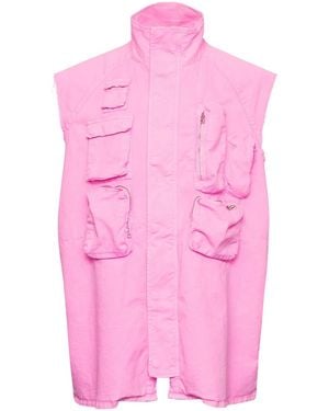 MM6 by Maison Martin Margiela Stitch-Logo Cotton-Blend Gilet - Pink