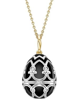 Faberge 18Kt Heritage Penguin Surprise Goldhalskette Mit Diamant-Medaillon - Weiß