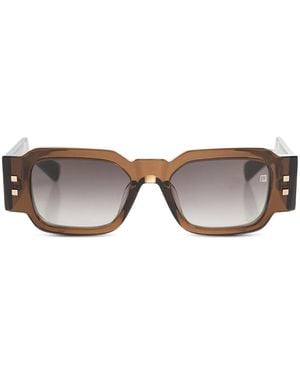 Balmain Square Embellishment Sunglasses - Grey