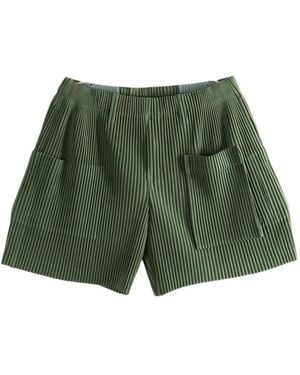 Homme Plissé Issey Miyake Bermuda Plissé À Poches Plaquées - Green