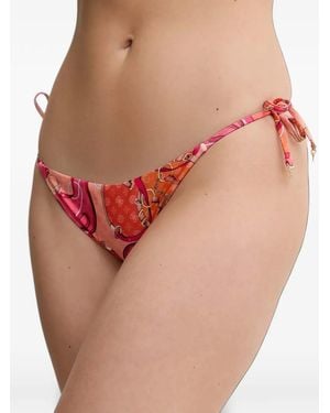 Guess Bikinislip Met Logo-Print En Strik - Rood