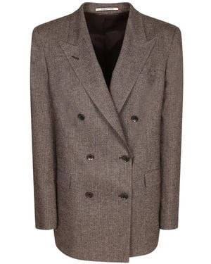 Tagliatore Herringbone Double-Breasted Blazer - Brown