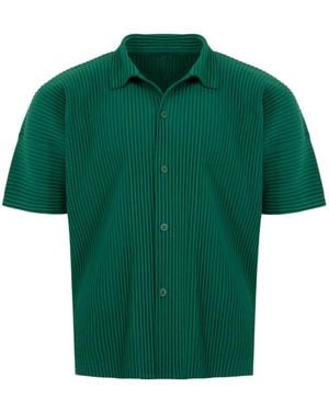 Issey Miyake Pleated-Design Shirt - Green