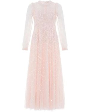 Needle & Thread Sequin-Embellished Long-Sleeve Dress - Pink