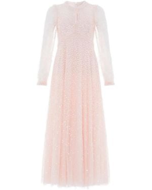 Needle & Thread Sequin-Embellished Long-Sleeve Dress - Pink