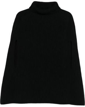 Jil Sander Ribbed Turtleneck Cape - Black