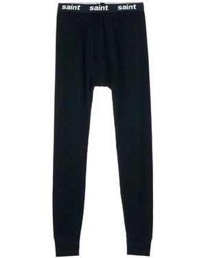 SAINT Mxxxxxx Thermal Logo-Waistband Pants - Black