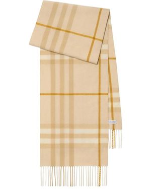 Burberry チェック カシミアスカーフ - ナチュラル
