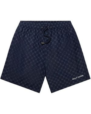 Daily Paper Drawstring-Waist Swim Shorts - Blue