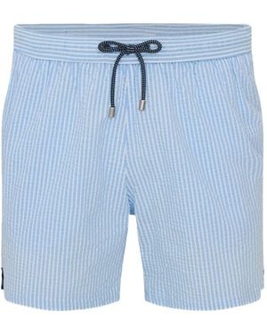 Patrick Assaraf Striped Seersucker Swim Shorts - Blue