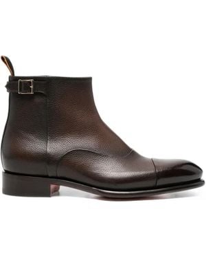 Santoni Buckle-Detail Leather Boots - Brown