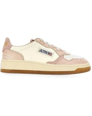 Autry Medalist Low Crocodile-Embossed Sneakers - White