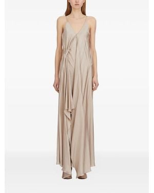 Collection Privée V-Neck Draping Maxi Dress - Natural