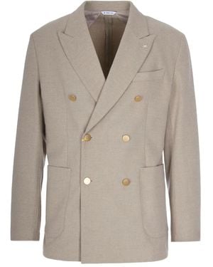 Manuel Ritz Double-Breasted Button Blazer - Natural
