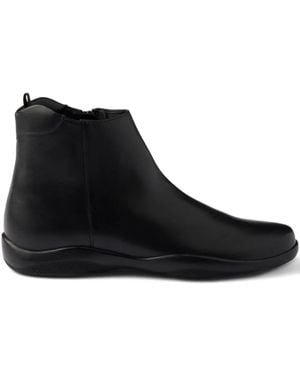 Prada Toblach Leather Ankle Boots - Black