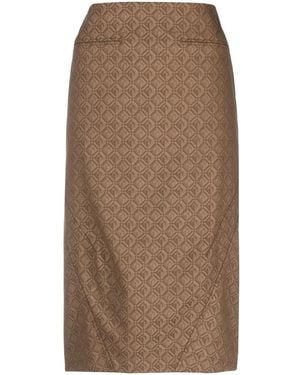 Marine Serre Regenerated Moon Diamant Jacquard Midi Skirt - Brown