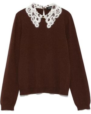 Fabiana Filippi Lace-collar Sweater - ブラウン