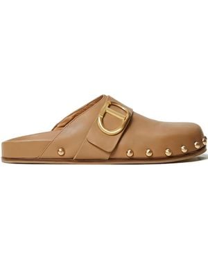 Twinset Oval-T Studded Mules - Brown