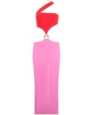Roberto Cavalli One-Shoulder-Design Midi Dress - Pink