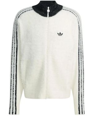 adidas Three-Stripe Zip-Up Cardigan - White