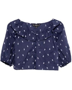 To b. by agnès b. Floral-Embroidered Blouse - Blue