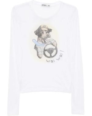 OPEN YY Graphic-Print T-Shirt - White