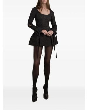 Contessa Mills Julia Floral-Jacquard Lace-Up Dress - Black