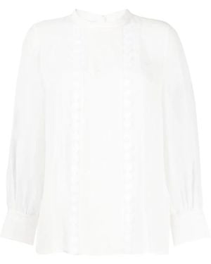 Shiatzy Chen Mulberry Silk Lace-Appliqué Shirt - White