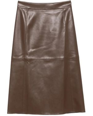Max Mara Faux-Leather Panelled Midi Skirt - Brown