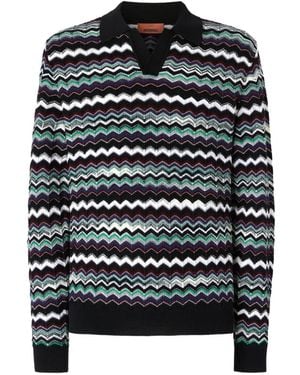 Missoni Chevron-Pattern Polo Shirt - Black