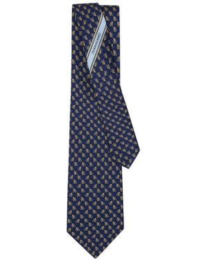 Ferragamo Gecko Print Silk Tie - Azul